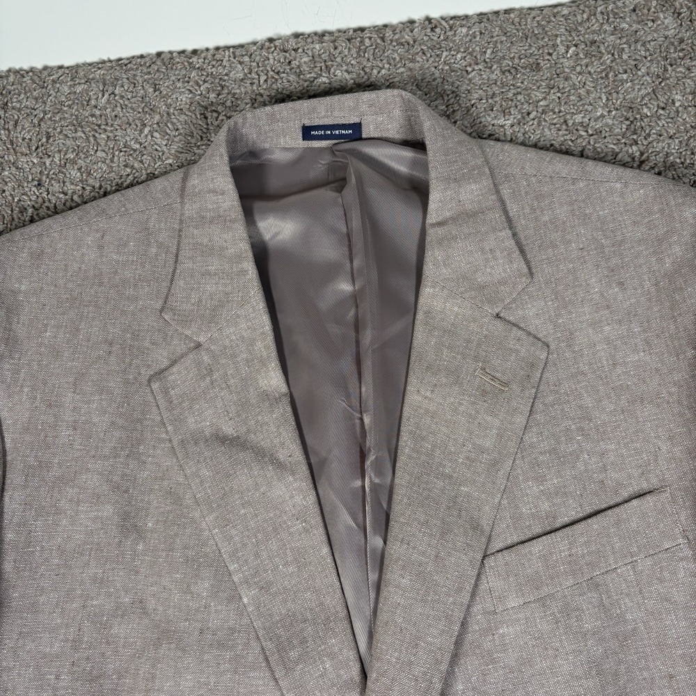 Stafford Mens 48 Reg Gray Sport Coat Linen Blend Classic Two Button Blazer